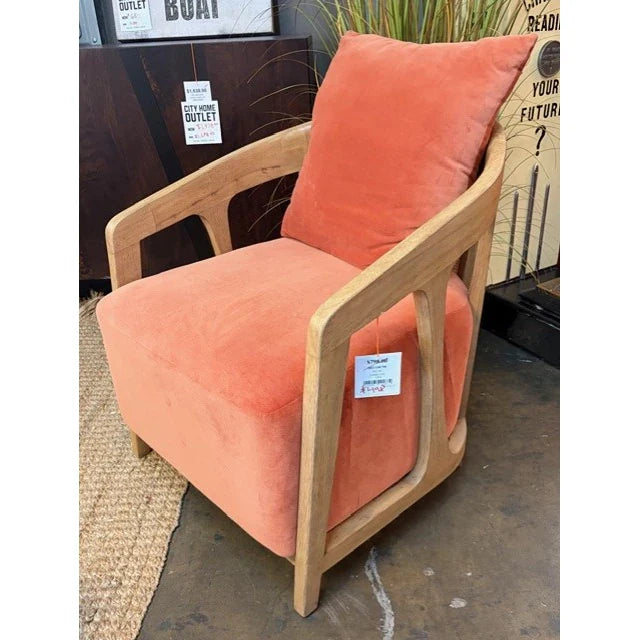 Modern Accent Chair in Salmon Velvet